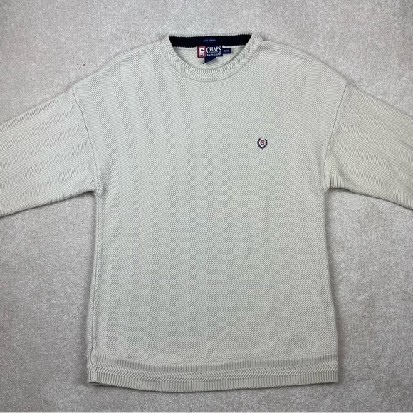 Chaps Ralph Lauren Hand Framed Heavy Knit Cream Sweater - Picture 2 of 12